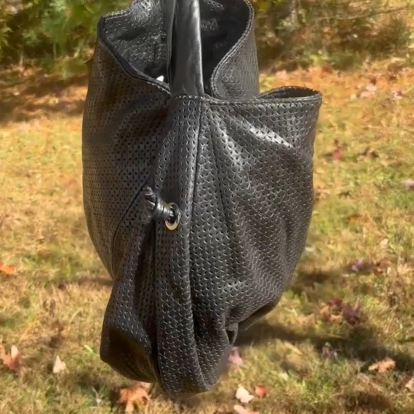 Furla Black Perforated Leather Hobo Bag - Women's Shoulder Tote - Picture 2 of 9